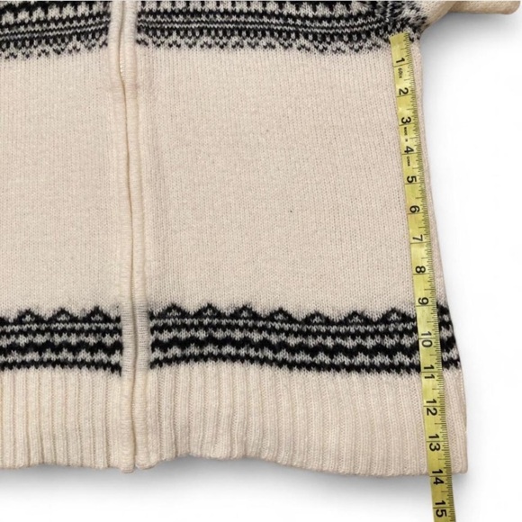 Vintage St. John's Bay Fair Isle Zip Up Sweater, Black & White, Fall, Women’s XL - Picture 7 of 8